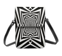 HOKMFD Bolso cruzado para teléfono con estampado de cuadrícula en blanco y negro - Cartera pequeña para teléfono celular, bolso de hombro para mujer, mini bolso cruzado casual diario para mujer
