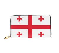 HOKMFD Cartera de cuero con estampado de bandera de Georgia, elegante monedero de cuero para teléfono para hombres y mujeres, ranura para múltiples tarjetas, cartera pequeña para hombre
