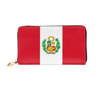 HOKMFD Cartera de cuero con estampado de bandera de Perú, elegante monedero de cuero para teléfono para hombres y mujeres, ranura para múltiples tarjetas, cartera pequeña para hombre