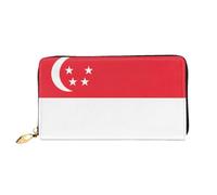 HOKMFD Cartera de cuero con estampado de bandera de Singapur, elegante monedero de cuero para teléfono para hombres y mujeres, ranura para múltiples tarjetas, cartera pequeña para hombre