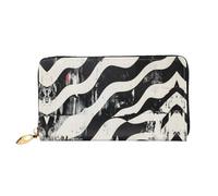 HOKMFD Cartera de cuero con estampado de esquema de color blanco y negro, elegante monedero de cuero para teléfono para hombres y mujeres, ranura para múltiples tarjetas, cartera pequeña para hombre