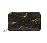 HOKMFD Cartera de cuero con estampado de la serie Black Gold - Elegante cartera de cuero para teléfono para hombres y mujeres - Ranura para múltiples tarjetas, cartera pequeña para hombre