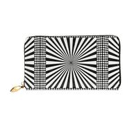 HOKMFD Cartera de cuero con estampado de líneas de ilusión óptica 3D, elegante monedero de cuero para teléfono para hombres y mujeres, ranura para múltiples tarjetas, cartera pequeña para hombre
