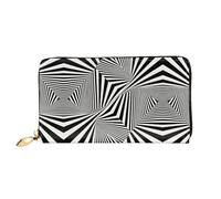 HOKMFD Cartera de cuero con estampado de líneas mareadas en blanco y negro, elegante monedero de cuero para teléfono para hombres y mujeres, ranura para múltiples tarjetas, cartera pequeña para hombre