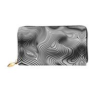 HOKMFD Cartera de cuero con estampado de rayas onduladas, elegante monedero de cuero para teléfono para hombres y mujeres, ranura para múltiples tarjetas, cartera pequeña para hombre