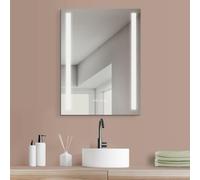HOKO® Espejo 80 x 60 cm de baño LED, con Reloj Digital, antiniebla, luz Blanca fría, iluminación LED, Sensor táctil, Ahorro de energía 026A