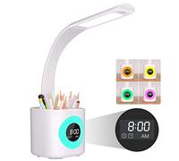 Hokone Lampara LED Escritorio Luz Flexo de Escritorio Niños para Estudiar Lectura con Luz Nocturna de Color, Lámpara de Mesa Tactil 4 Colores 5 Niveles de Brillo, Blanco