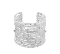 HOKPLITE Pulsera gruesa y ajustable de oro para mujer, brazalete abierto con incrustaciones de circonita, accesorios de joyería, regalo, Talla única, aleación, No es una piedra preciosa