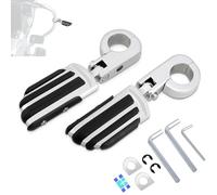 HOKUOTOLITE Estriberas ajustables de 32 mm con abrazaderas P de montaje, ajuste universal para Harley, Honda, Kawasaki, Suzuki, Yamaha, India, Victory con protector de motor de 1-1/4 pulgadas, cromado