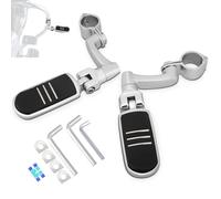 HOKUOTOLITE Estriberas de pie de carretera de 32 mm con kit de montaje largo ajustable de 360°, universal para Harley, Honda, Kawasaki, Suzuki, Yamaha, India, motocicleta Victory con protector de