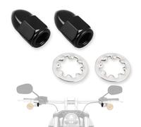 HOKUOTOLITE Kit Tuercas Ciegas 5/16 in-24 y Arandelas Bloqueo para Retrovisor Manillar Harley CVO Dyna Electra Glide Road Glide Road King Softail Street Glide Sportster 1200 883, Negro