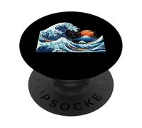 Hokusai Great Wave Pixel Art - Gráfico Retro japonés de 8 bits PopSockets PopGrip Adhesivo