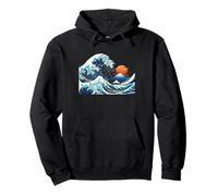 Hokusai Great Wave Pixel Art - Gráfico Retro japonés de 8 bits Sudadera con Capucha