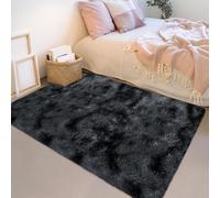 HOKXUAN Alfombras Salón Grandes Pelo 130 x 110 cm Lavables y Antideslizante Alfombra Moderna y Mullida de Pelo Corto Varios Tamaños para Salón y Dormitorio, Negro