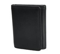 HOL181 - Cartera delgada de piel auténtica para hombre, con protección RFID, billetes, tarjetas de crédito, tarjetas de identificación, HOL181, Black, talla mediana, Tamaño mediano