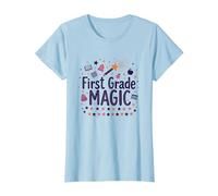 Hola 1er Grado Chica Primer Grado Magia Escuela diversión Camiseta, Mujer, Azul Bebé, 3XL
