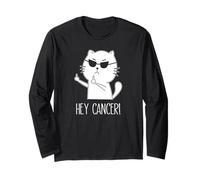 Hola Cáncer F U, dedo medio gato divertido, F#ck Cáncer Manga Larga