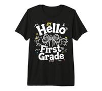 Hola, Coqueta de Primer Grado, reverencia a los Maestros y niños Camiseta Premium