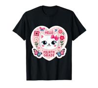 Hola, Cuarto Grado, 4to Grado, niña, Gatito, Gato, Vuelta a la Escuela Camiseta