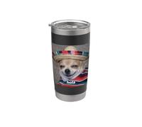 "Hola" Divertido Lindo Perro Chihuahua Sombrero Borroso Meme Vaso térmico de acero inoxidable de doble pared