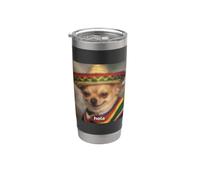 "Hola" Divertido Sombrero De Perro Chihuahua Borroso Meme Español Vaso térmico de acero inoxidable de doble pared