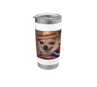 "Hola" Divertido Sombrero De Perro Chihuahua Español Meme Borroso Vaso térmico de acero inoxidable de doble pared