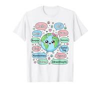 Hola en Varios Idiomas Lindo Kawaii Planeta Tierra Camiseta