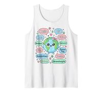 Hola en Varios Idiomas Lindo Kawaii Planeta Tierra Camiseta sin Mangas