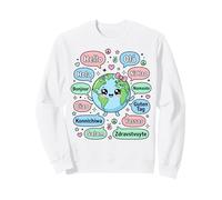 Hola en Varios Idiomas Lindo Kawaii Planeta Tierra Sudadera
