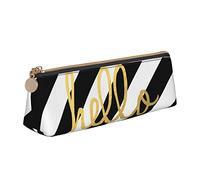 Hola - Estuche triangular de cuero con estampado de rayas, bolsa de papelería escolar, bolsa de lápices para adolescentes, suministros escolares y de oficina