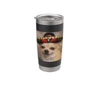"Hola" Funny Happy Chihuahua Dog Sombrero Borroso Meme Vaso térmico de acero inoxidable de doble pared