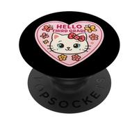 Hola Gatito de Tercer Grado 3er Grado Niña Gatito Regreso a la PopSockets PopGrip Adhesivo