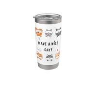 Hola, Hola, que tengas un buen día - Divertido paquete de dibujos animados Shiba Inu Vaso térmico de acero inoxidable de doble pared