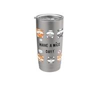 Hola, Hola, que tengas un buen día - Divertido paquete de dibujos animados Shiba Inu Vaso térmico de acero inoxidable de doble pared