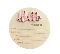 Hola Hospital de , Placa de identificación de nacimiento para bebés | Cartel de nacimiento de madera - Nombre del bebé de nacimiento Señal de madera Sala de estar, dormitorio, habitación infantil