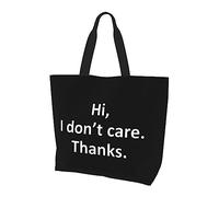 Hola I Don't Care Thanks Bolso de lona ligero para mujer Bolsa de compras reutilizable Negro