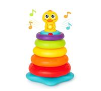 HOLA - Juego Pirámide de Aros para Bebes - Diseño de Pato con Luces y Sonidos - Fomenta la Coordinación - Juguete Musical Educativo Torre Aros Apilable de Equilibrio - Juguetes para apilar y Encajar