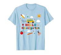 Hola Kindergarten Niños Aventura Escolar Aprendizaje Alegre Camiseta, Hombre, Azul Bebé, 3XL