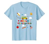 Hola Kindergarten Niños Aventura Escolar Aprendizaje Alegre Camiseta, Niños, Azul Bebé, 3 años