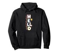 Hola, Lindo Saludo Kawaii Pastel Happy Doodle Sudadera con Capucha