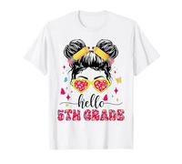 Hola maestra de bun desordenada de quinto grado primer día Camiseta