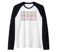 Hola magnífico Retro Vintage Hombres Mujeres niños niñas Camiseta Manga Raglan