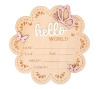 Hola Mundo Letrero de Recién Nacido con Mariposa, Madera Personalizado Placa con Nombre para Bebé Tablero para Anuncio de Nacimiento Fotos Baby Shower Hospital Decoración Habitación Infantil