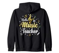 Hola Música Profesor Notas Musicales Clave de Sol Sudadera con Capucha