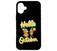 Hola octubre Halloween gnomos otoño otoño calabazas espeluznantes Carcasa para iPhone 16 Plus
