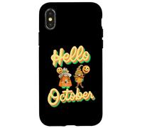 Hola octubre Halloween gnomos otoño otoño calabazas espeluznantes Carcasa para iPhone X/XS