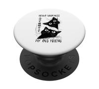 Hola Oscuridad Mi Viejo Amigo Gato Amante Humor Retro Divertido PopSockets PopGrip Adhesivo