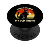Hola Oscuridad Mi Viejo Amigo Gato Amante Humor Retro Divertido PopSockets PopGrip Adhesivo