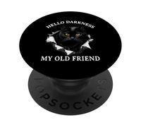 Hola Oscuridad Mi Viejo Amigo Gato Negro Amante Humor Gato PopSockets PopGrip Adhesivo