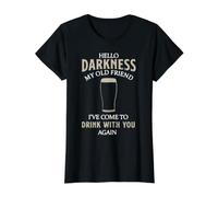 Hola Oscuridad Mi Viejo Amigo He venido a Beber Contigo Camiseta gráfica económica, Mujer, Negro, L